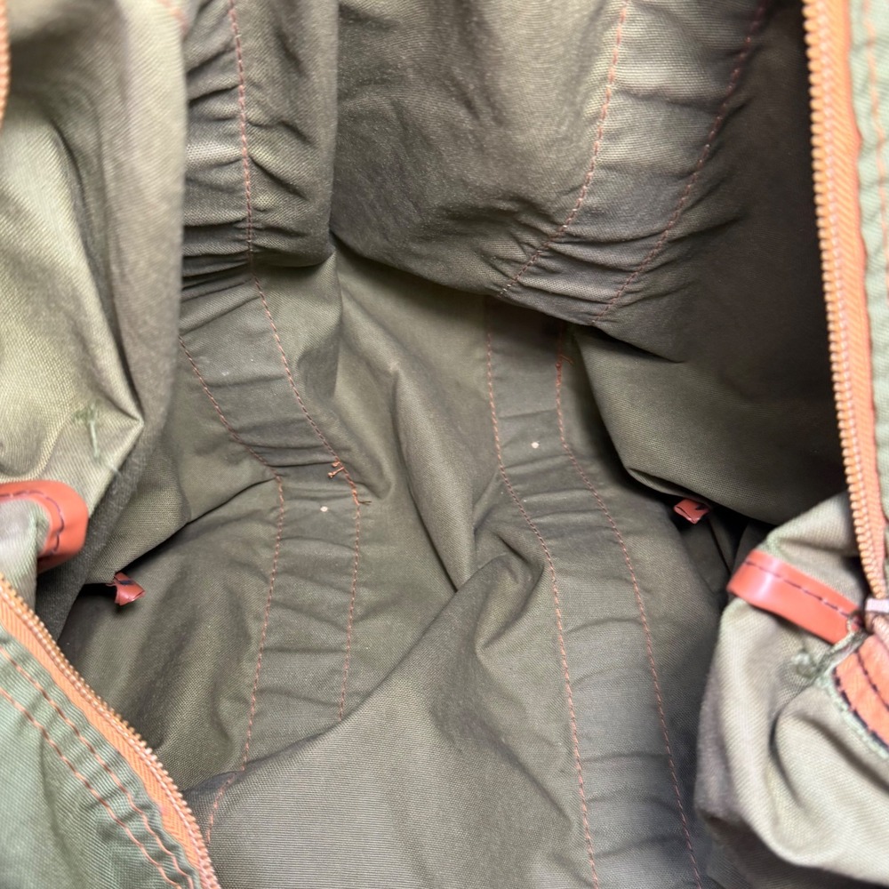 Holiday Moi La Paree Vintage Green Canvas Duffel Travel Weekender Scovill Zip - Picture 8 of 11